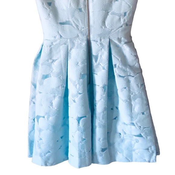 Ted Baker Baby Blue Laureto Fit & Flare Lace Dress Pleated Skirt Net Cut Outs - Picture 10 of 16